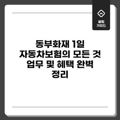 동부화재 1일 자동차보험의 모든 것: 업무 및 혜택 완벽 정리