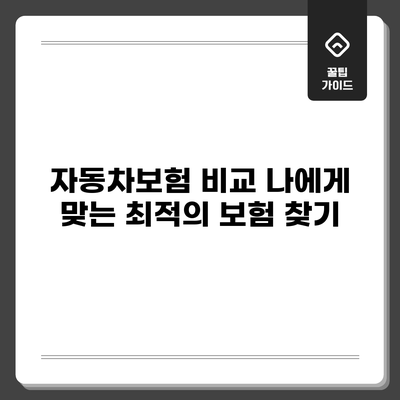 자동차보험 비교: 나에게 맞는 최적의 보험 찾기