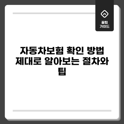 자동차보험 확인 방법: 제대로 알아보는 절차와 팁